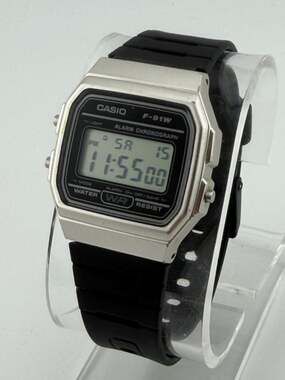 BOGO!-Casio F-91W 593 Stainless Steel Alarm Chrono Digital Watch Black Band